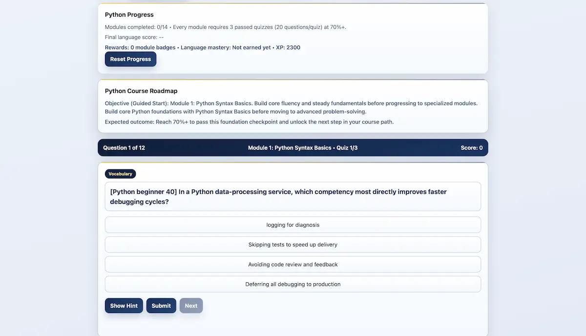 LearnToCode Quiz module