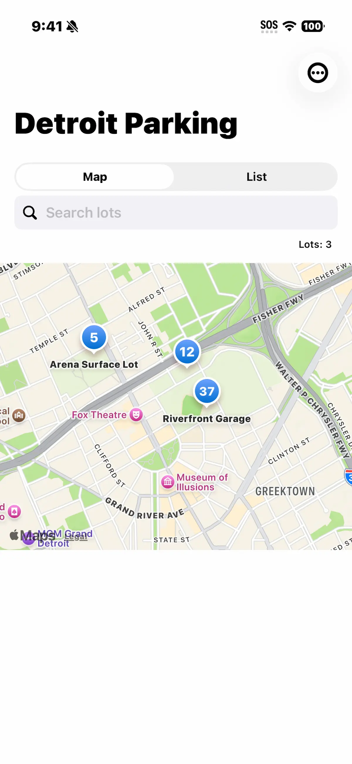 SlotParking map view screen