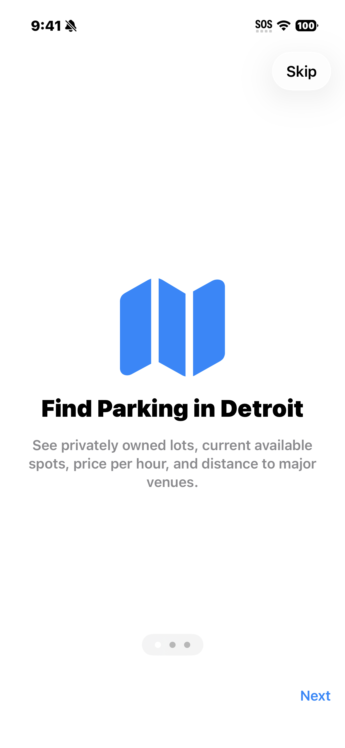 SlotParking onboarding screen