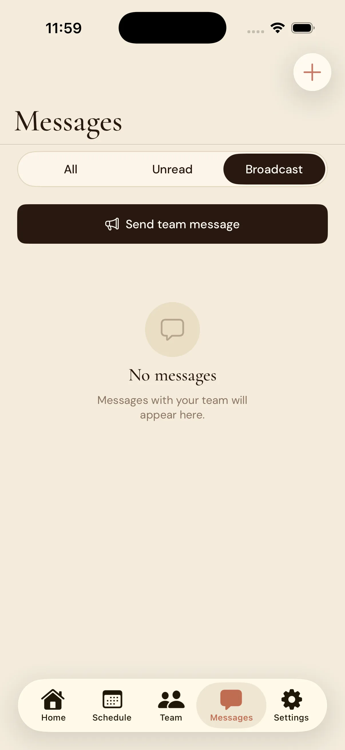 KnotEmployee messages screen