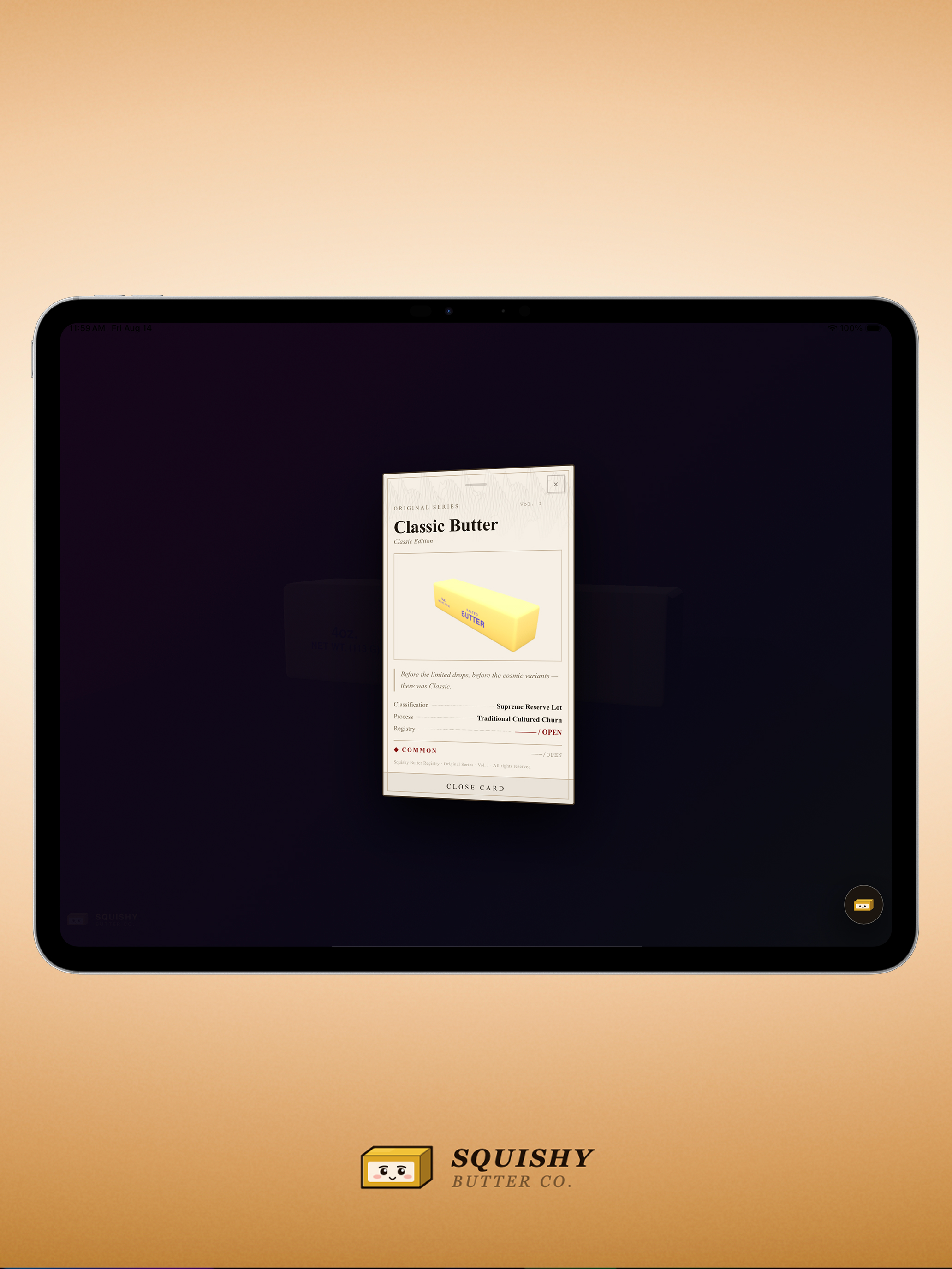 Squishy Butter on iPad - Classic Butter trading card reveal