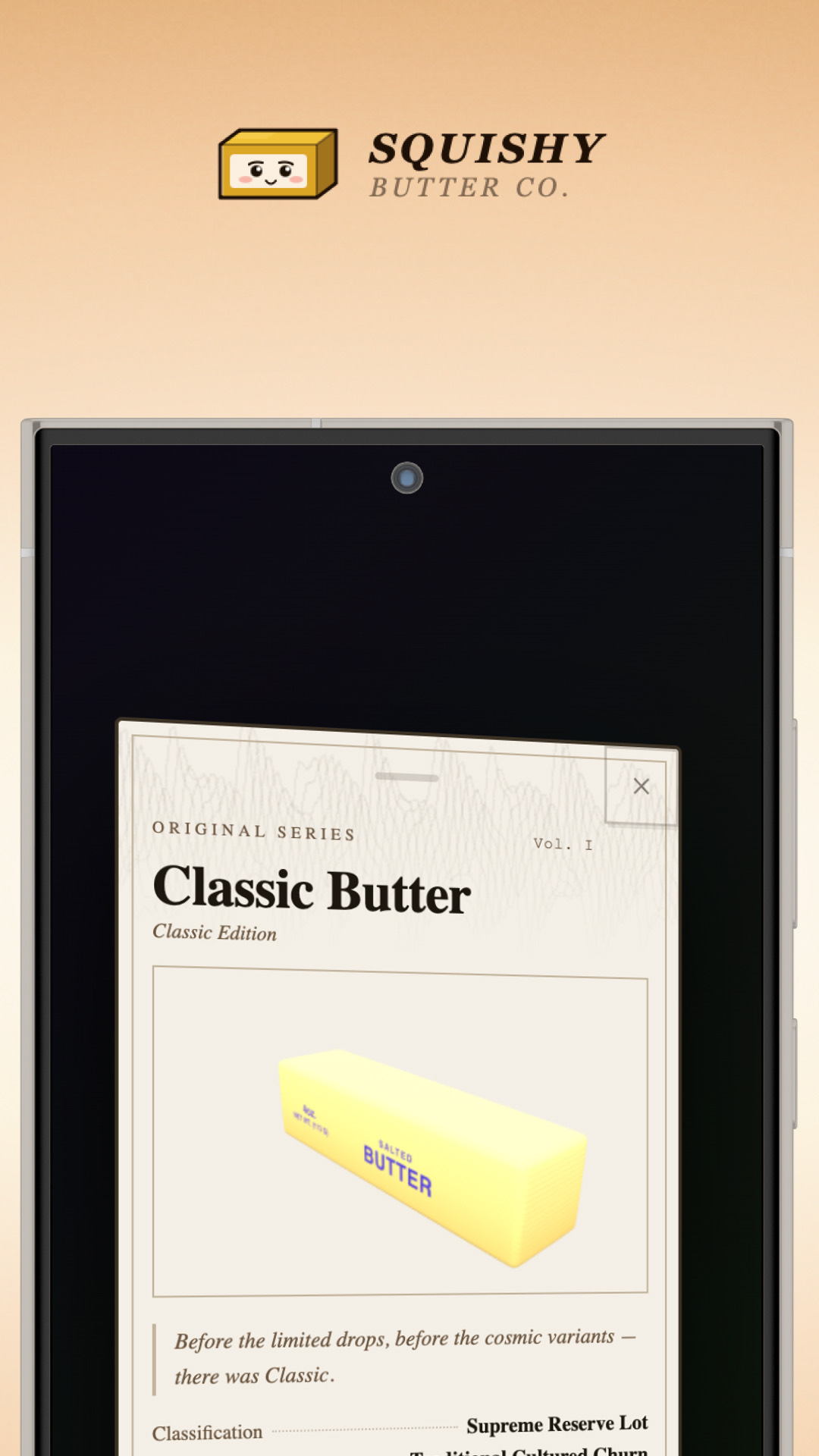Android Classic Butter skin - trading card with rarity and serial