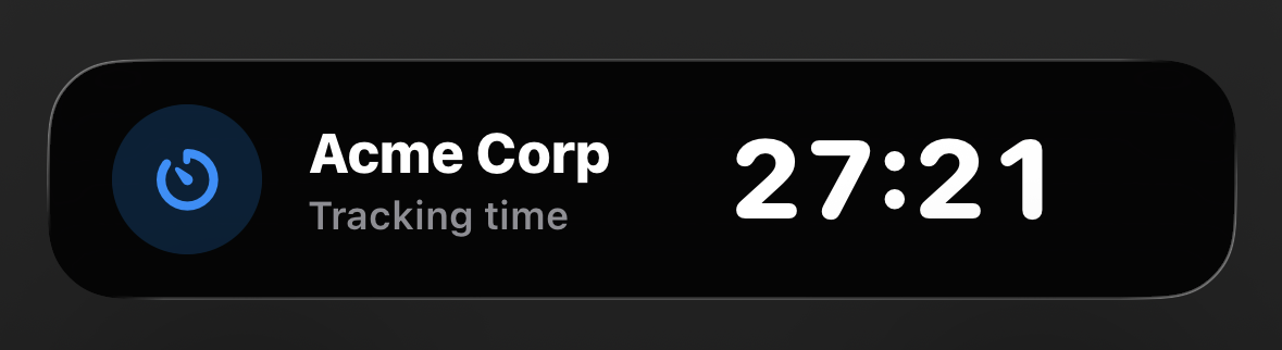 Tally Live Activity on the iOS lock screen showing the running timer