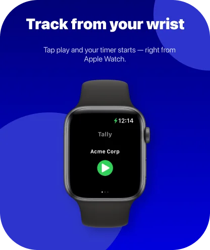 Tally Apple Watch app - start screen showing client and play button
