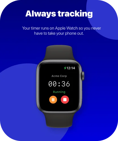 Tally Apple Watch app - timer running showing elapsed time