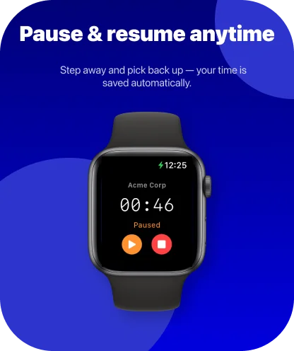 Tally Apple Watch app - timer paused with resume and stop buttons
