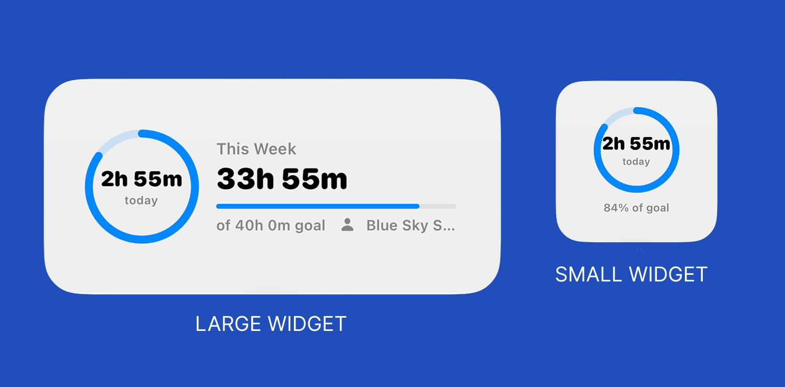Tally home screen widgets - large, medium, and small