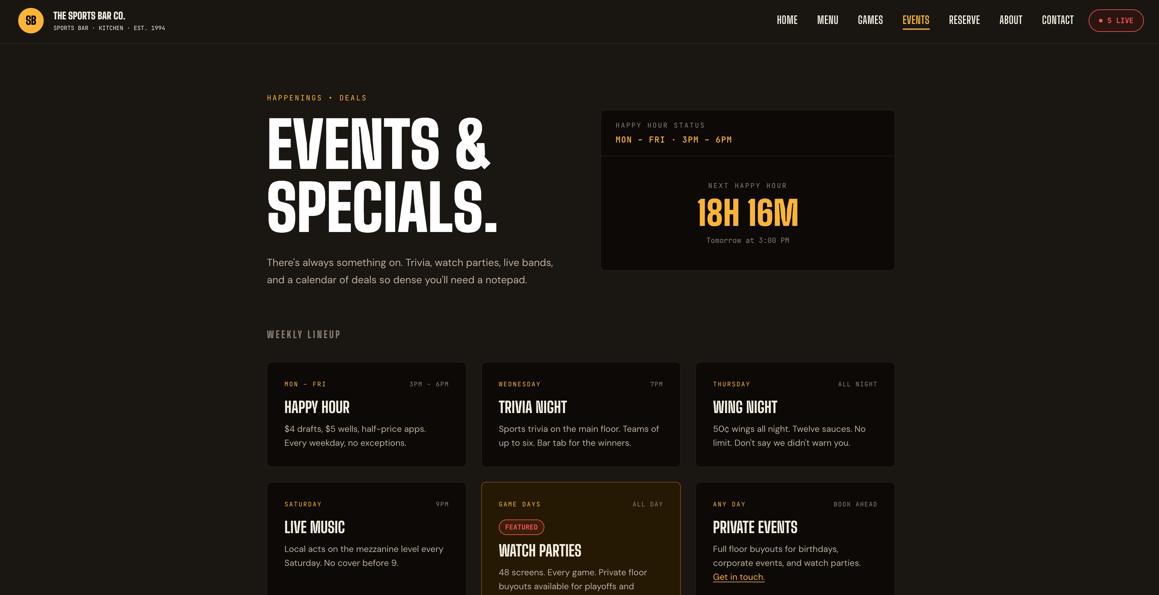 Events page