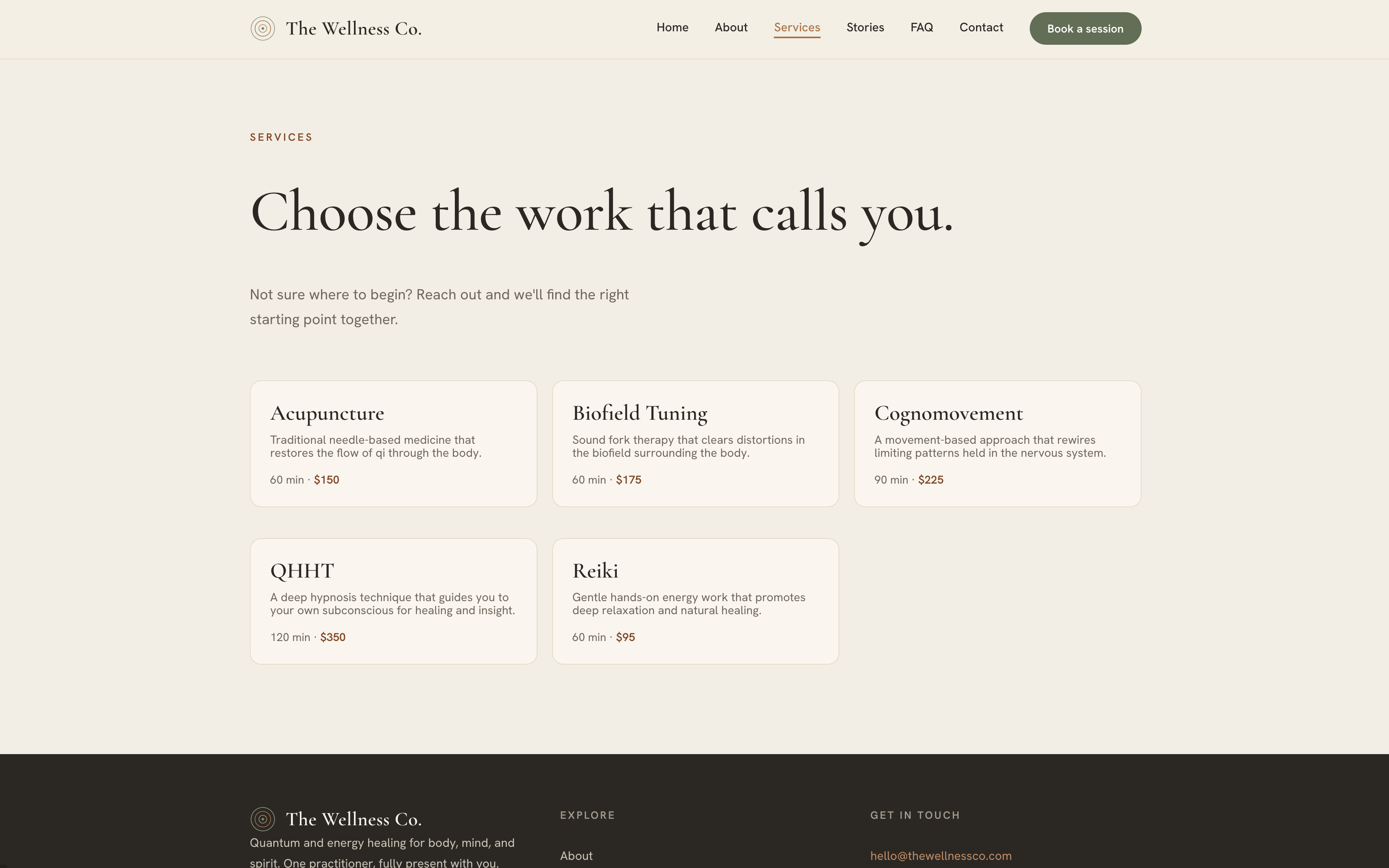 Services page