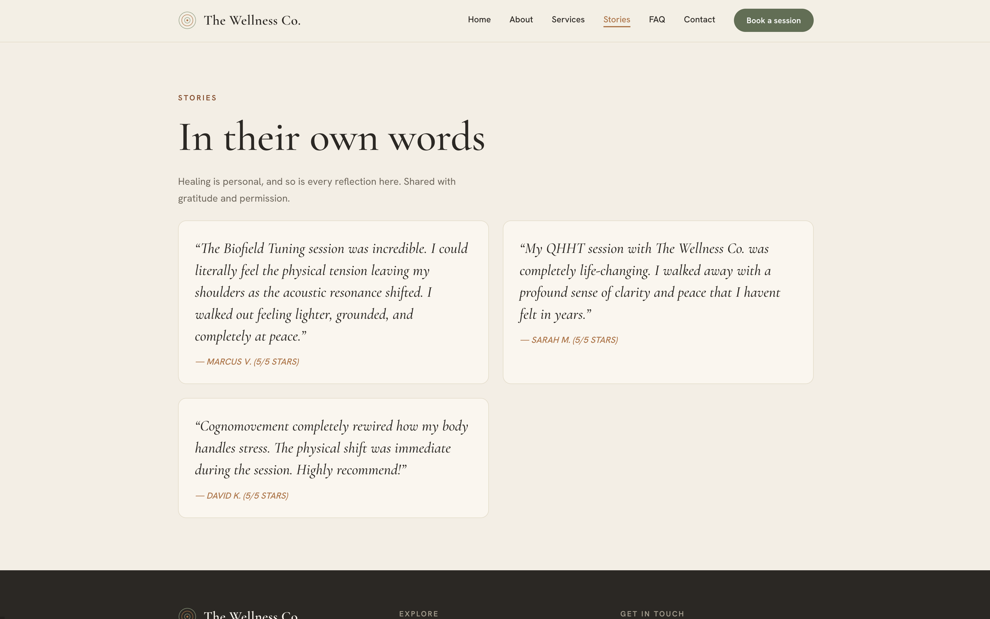 Stories page