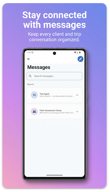 Stay connected with messages — keep every client and trip conversation organized